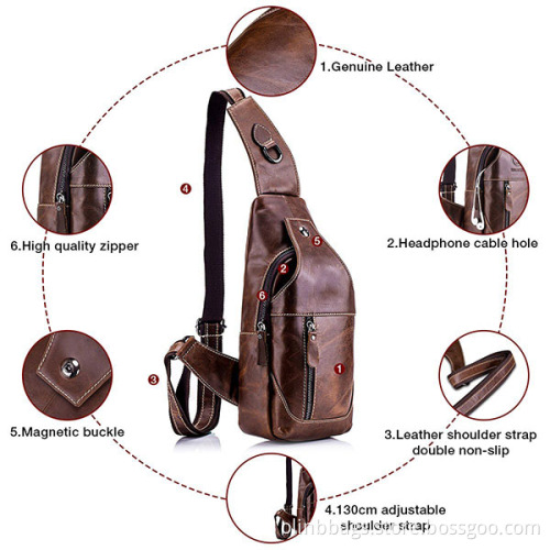 Stylish Popular Leather Men Sling Pack